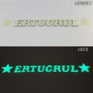 Fosforlu 8 harf + 2 Yıldız veya Kalp