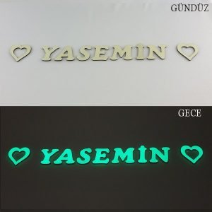 Fosforlu 7 harf + 2 Yıldız veya Kalp