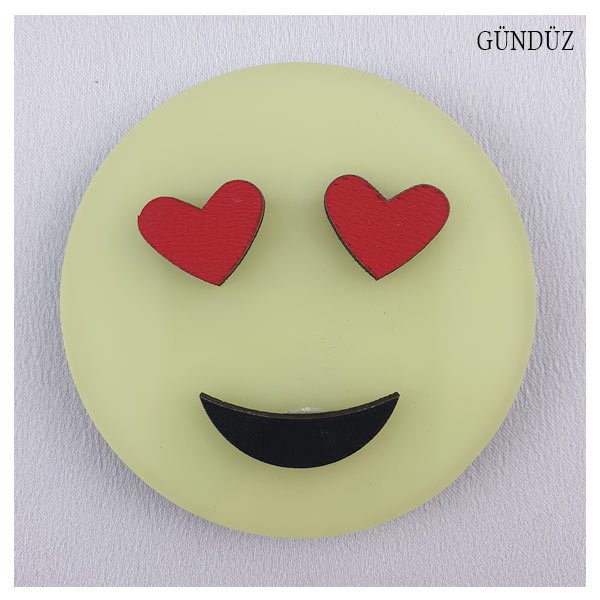 Fosforlu Emoji Kalp Gözlü ( 6,5 cm ) - Görsel 4
